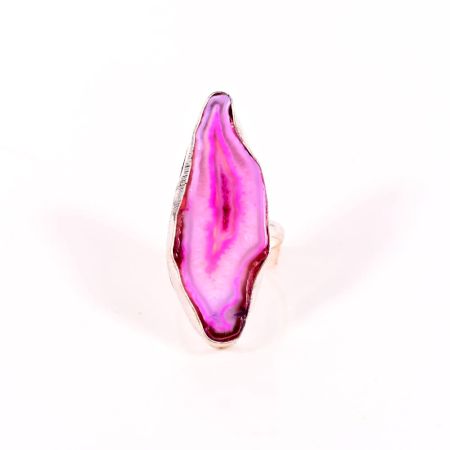 Handmade Silver Plated Ring with Purple Agate Gemstone for Women